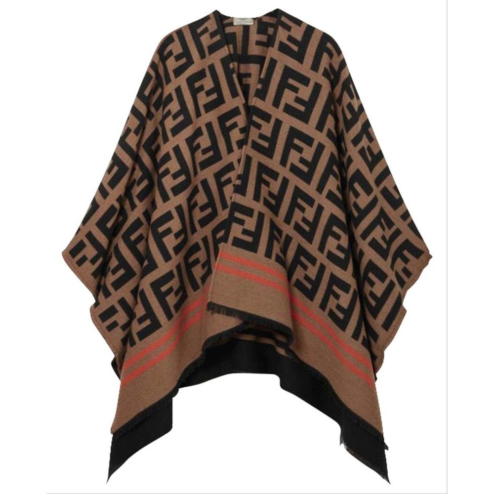 FENDI FF logo jacquard reversible poncho cape wrap - Picture 1 of 9